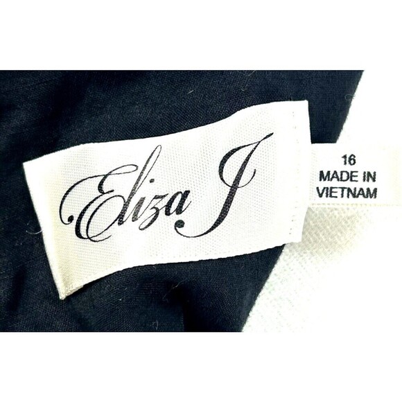 Eliza J Womens Sz 16 Black Eyelet Popover Poplin Dress Sleeveless Knee Length R4 - Picture 10 of 12